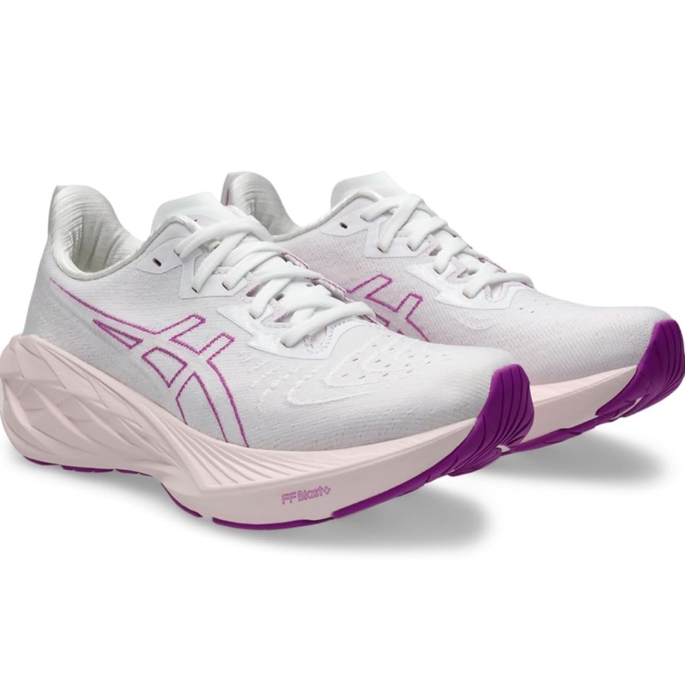 Asics White and Purple Novablast 4